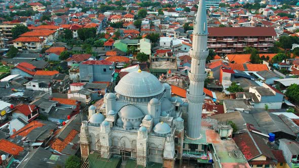 Aerial view of the largest Mosque in Jakarta.