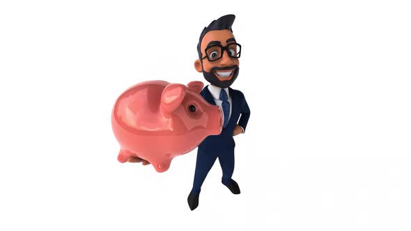 Fun 3D cartoon animation of an indian businessman
