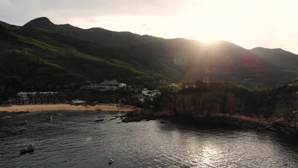 Aerial shot of Fishing Village in Phu Yen, Vietnam.