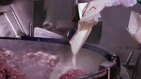 Production of Sausages at the Meat Processing Plant