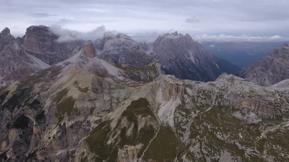 Fly Over Famous Italian Park Tre Cime Di Lavaredo