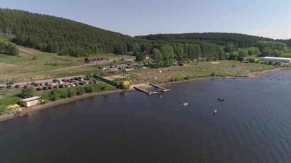 Aerial view of Summer vacation at the city beach in small provincial town 24
