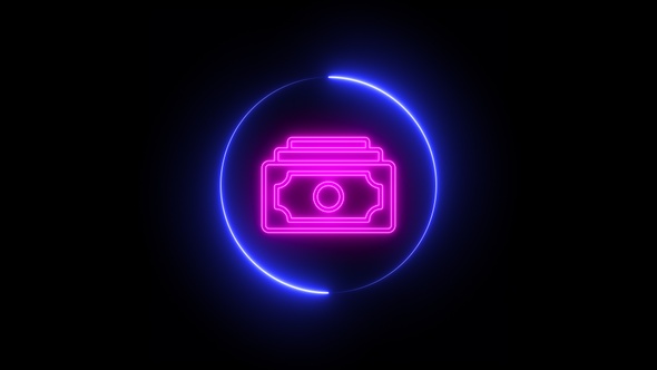 Colorful Neon Money Icon