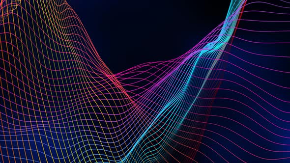 Colorful Grid Line Wave Background Animation