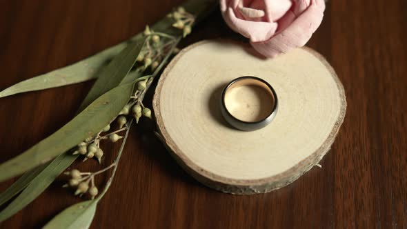 Close Up Pan of a Man's Wedding Band