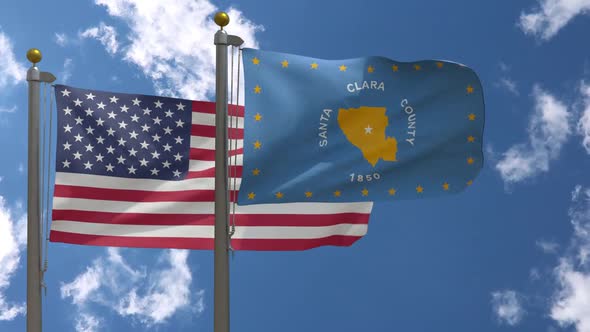 Usa Flag Vs Santa Clara County Flag California  On Flagpole