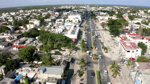 Aerial View of the Tulum Town From Above