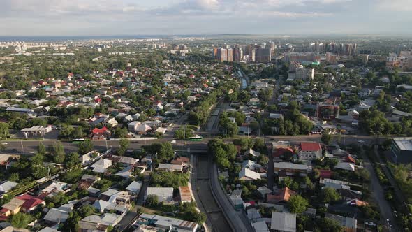 Aerial View of the Mountains and River in Almaty Kazakhstan