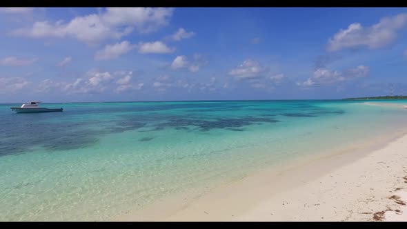 Aerial drone abstract of idyllic resort beach holiday by blue water and white sandy background of a 