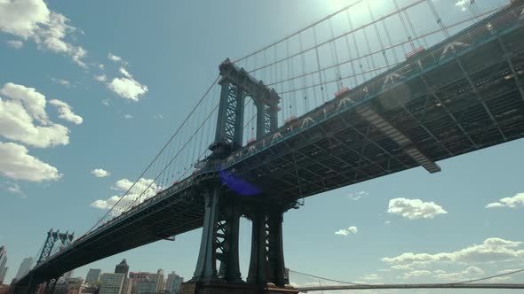 Wide View of Washington Bridge in New York at Sunset