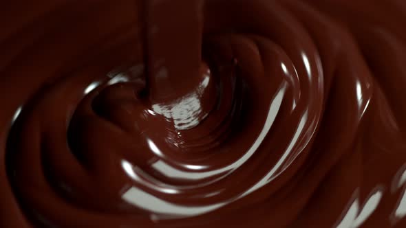 Super Slow Motion Shot of Pouring Meldet Chocolate at 1000Fps.
