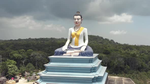 Loy Yeay Mao Statue on Bokor National Park, Kampot Province, Cambodia. Orbiting shot 