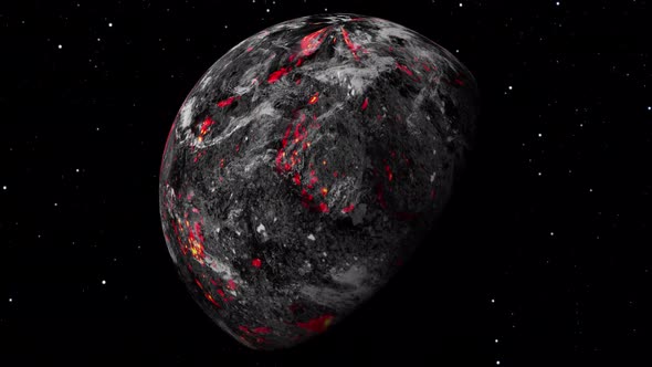 Lava planet in space with stars. alt