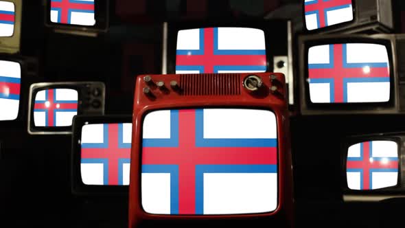 Flag of the Faroe Islands and Retro TVs.