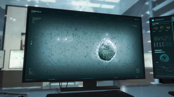 Medical Study Of Patients Sperm Cells Conducted In Modern Analysis Software alt