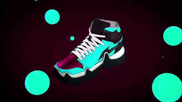 Sportswear training fashionable sneakers are rotating in the dark background