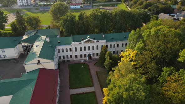 Aerial Shot The City Ostroh. Academy National University. Ukraine