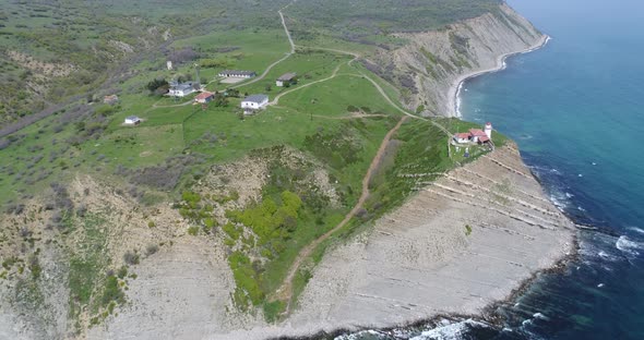 4K aerial view of Cape Emine. Cape Emine is a headland located at the Bulgarian Black Sea Coast.