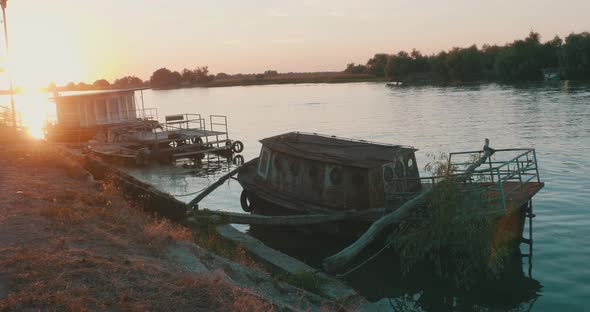 Sunset On Banks Of Danube River