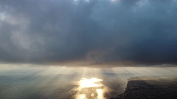 Abstract Aerial Nature Summer Ocean Sunset Sea and Sky Background