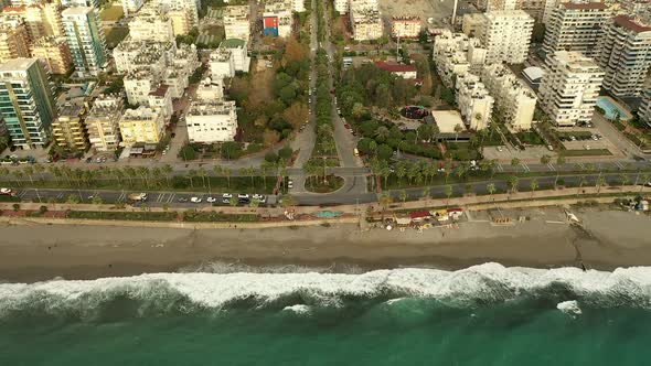 Mahmutlar Town in Alanya Aerial