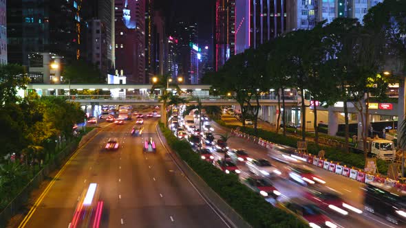 Traffic in Hong Kong at night