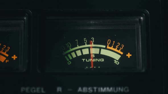 Arrow VU Meter on Tape Recorder Vintage Analog Indicator