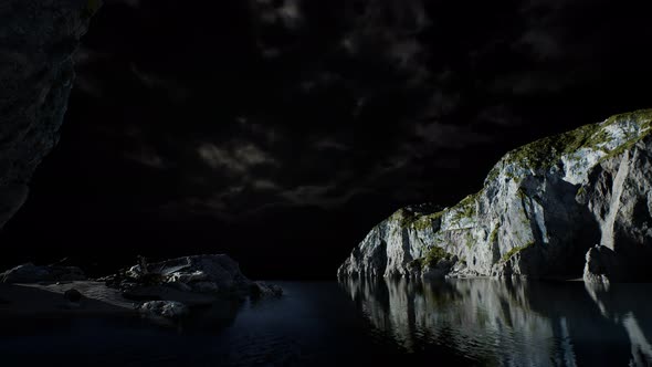 Fjord with Dark Storm Clouds