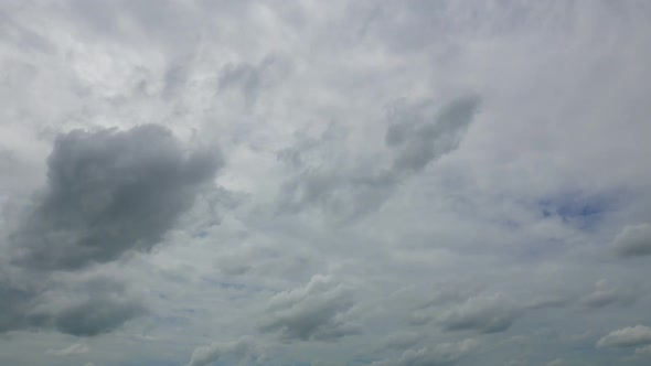 Time lapse of white cloud moving pass around sky background