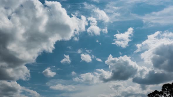 Vibrant blue sky with cloud on a cloudy day time lapse