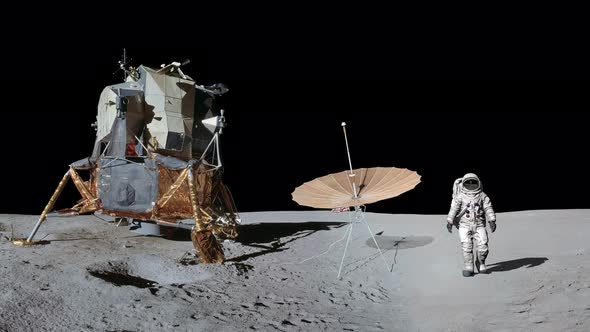 Astronaut Walking On The Moon And Waving His Hand alt