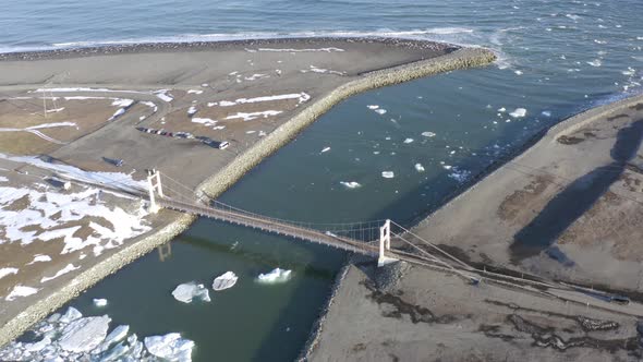 Glacier Lagoon in Iceland Filled With Icebergs From the Air