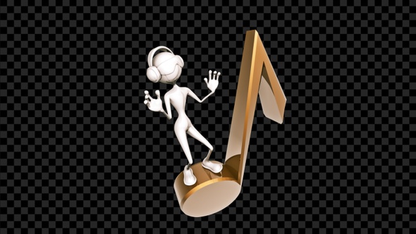 Cartoon 3D Man Character - Dance On Musical Note alt