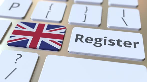 Register Text and Flag of Great Britain on the Keyboard