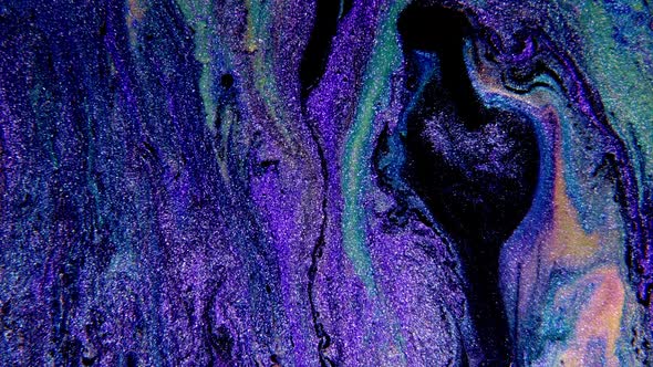 Abstract Paint Mixing Neon Violet Green Orange Purple Colors Ink