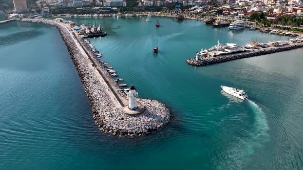 Yacht Sails on the Port of the Mediterranean Sea Turkey Alanya