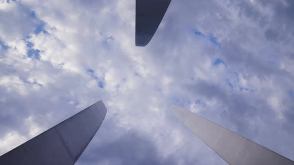 Air Force Memorial - Stainless Steel Spires TIme lapse - Low Angle View