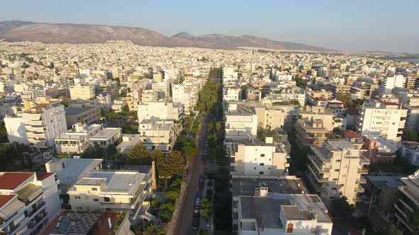 Over The Apartment Buildings Of South Suburbs Of Athens