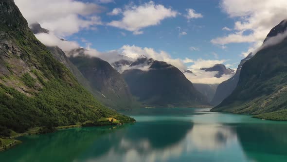 Beautiful Nature Norway Natural Landscape Lovatnet Lake.