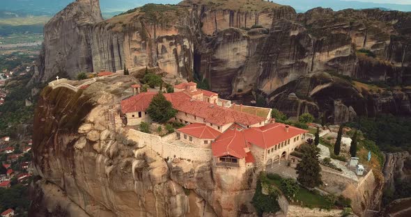 Aerial View Of The Mountains And Meteora Monasteries In Greece