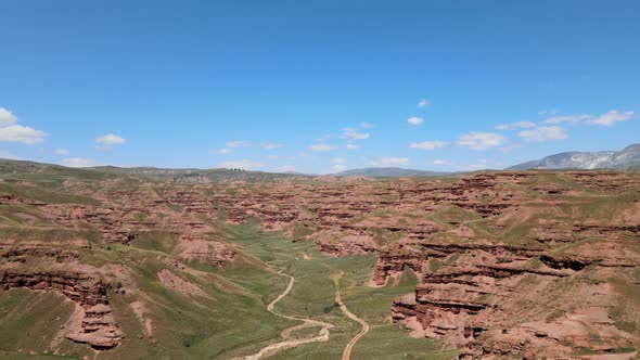 aerial valley and red fairy chimneys