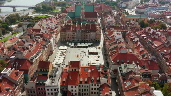 Aerial View of the Old Town in Warsaw Poland