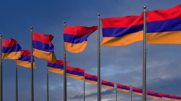 The Armenia Flags Waving In The Wind  - 2K