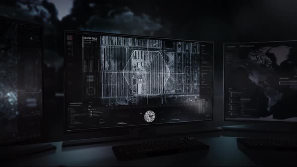 Futuristic Spy phantom network locating the enemy military tanks on the ground alt