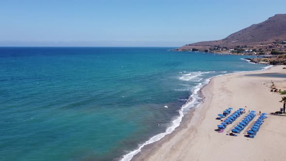 Aerial Nature Greek Landscape with Sea Bay and Empty Sand Beach