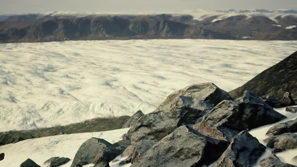 Lava Rock and Snow in Winter Time in Iceland