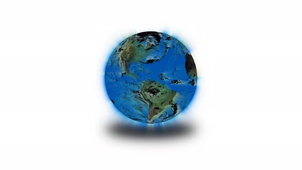 Glowing 3d Planet Earth In White Background