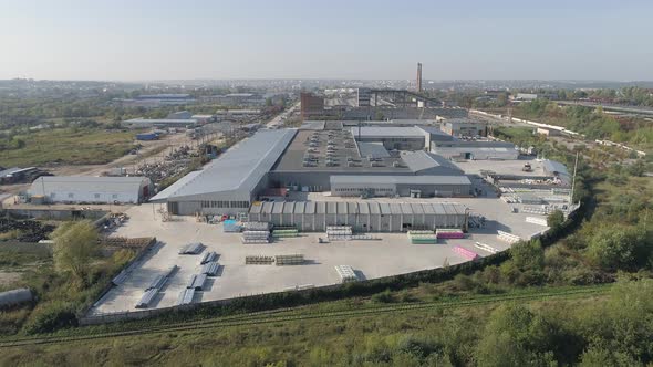 Aerial shot of a factory