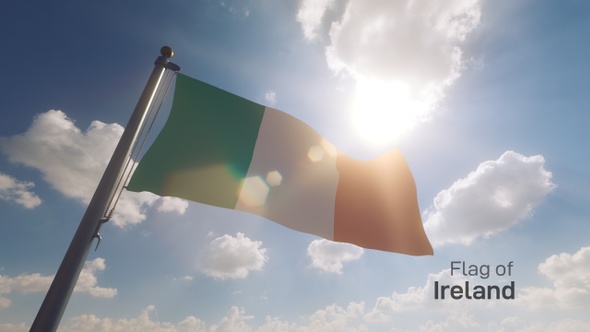 Ireland Flag on a Flagpole V2