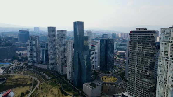 Santa Fe Mexico City Drone Shot, Skyscraper, Skyline